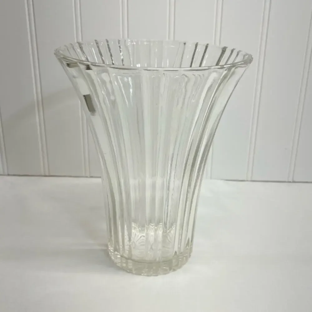 Vintage Clear Ribbed Glass Vase decor accent piece